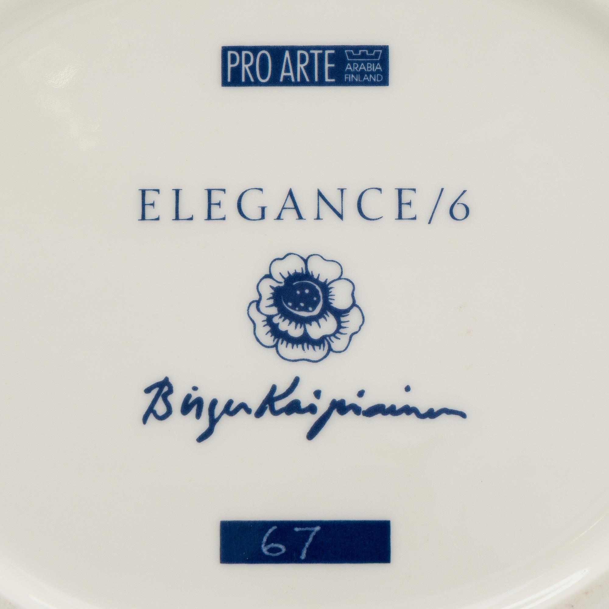 Birger Kaipiainen, fat, porslin, "Elegance/6", numrerad 67. Pro Arte, Arabia.