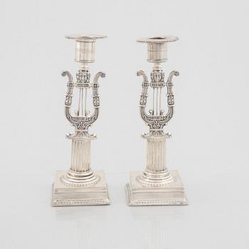 A pair of Swedish silver candlesticks, mark of Adolf Zethelius 1823.