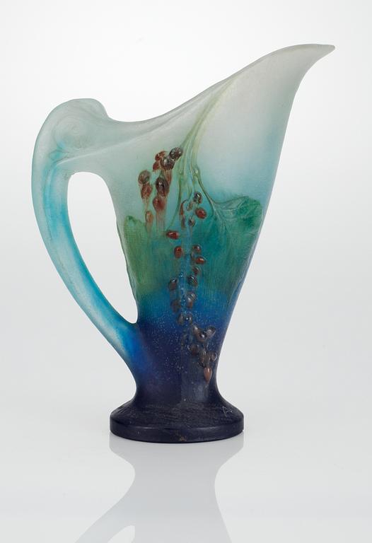 An Almaric Walter & Henri  Bergé Pâte de Verre pitcher, Nancy France 1920's.