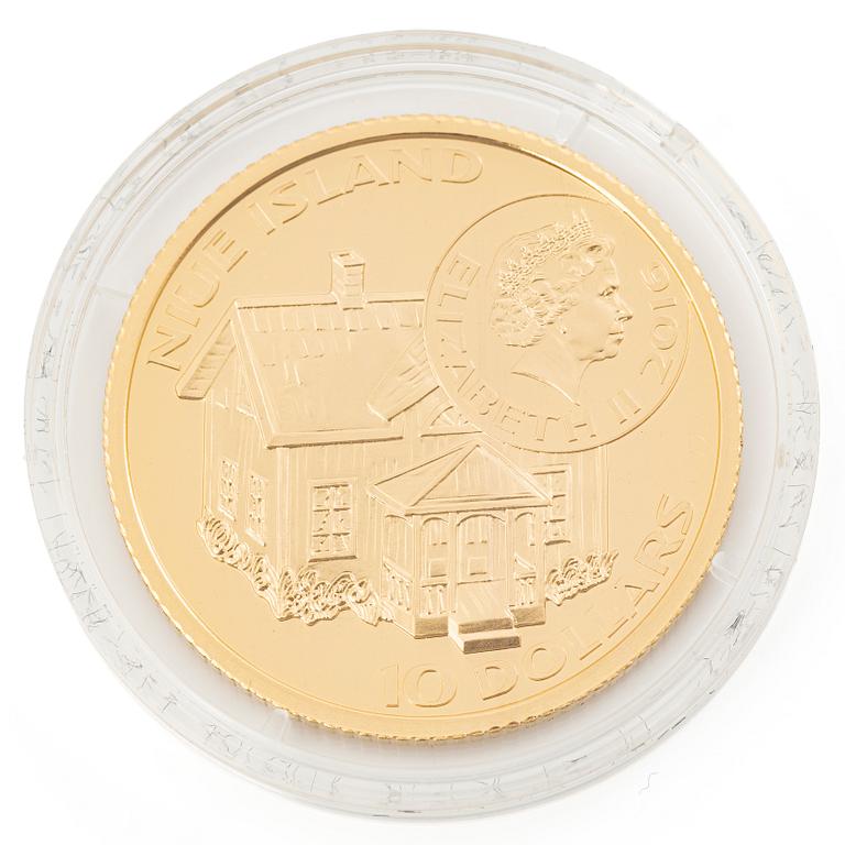 Gold coin, 21.6 carat, “Emil springer”, 10 Niue dollars, 2016.