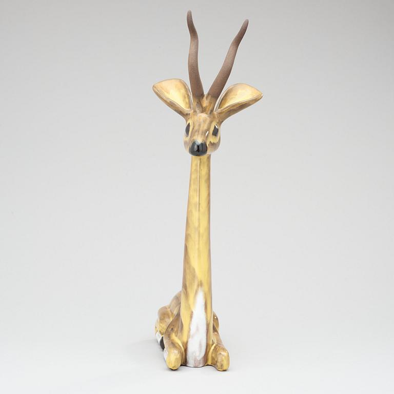 A Vicke Lindstrand stoneware figure of a gazelle, Upsala-Ekeby, 1948-60.