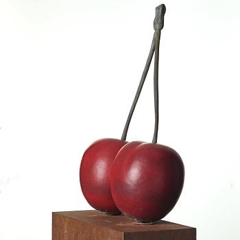 HANS HEDBERG, a faience sculpture of cherries with stalks of bronze, Biot, France.