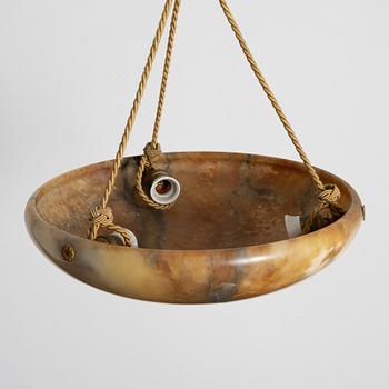 A ceiling lamp, alabaster, 1920s.