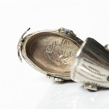 A set of three silver table decorations/boxes, 19th Century.