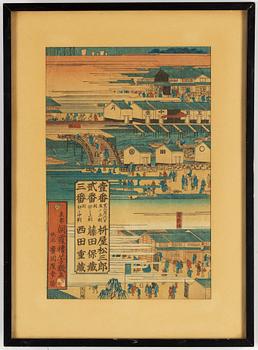 Two coloured woodblock prints, Japan, 19th century.