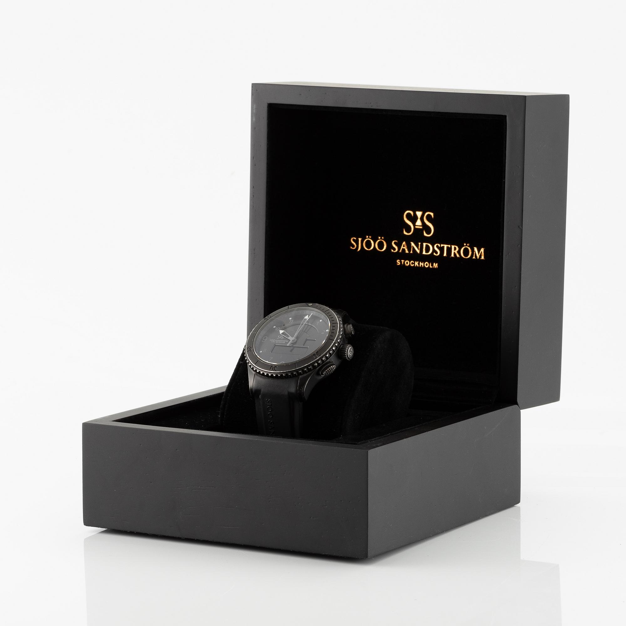 Sjöö Sandström, UTC Skydiver Black Night, wristwatch, 44.2 mm.