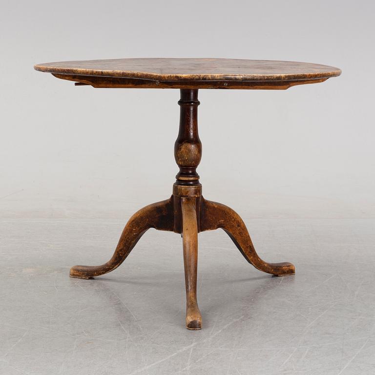 An alder and birch tilt-top table by Jacob Sjölin (Master 1767-1785).