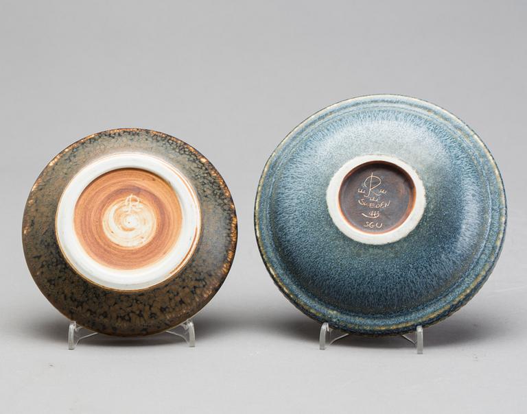 SKÅLAR, 2st,  stengods. Carl-Harry Stålhane, Rörstrand 1950-/60-tal.