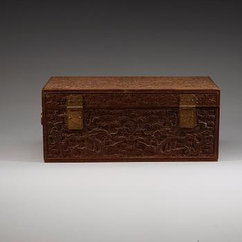SKRIN med LOCK, hardwood, Qing dynastin (1644-1912).