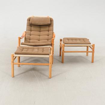 Bror Boije, armchair with 2 footstools, "Junker Hög" for Dux, 1970s.