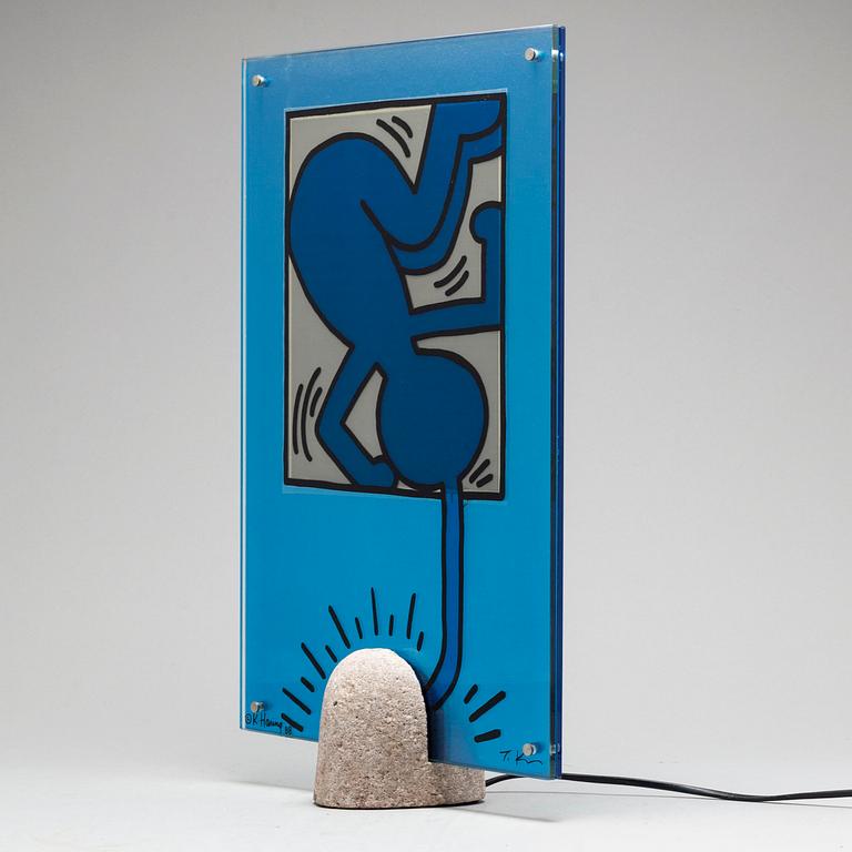 KEITH HARING & TOSHIYUKI KITA, a glass table lamp for Kreon, 1988.