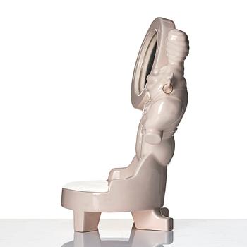 Mats Theselius, a ceramic sculpture with mirror 'Anden i flaskan', ed. 50/50, 1991.