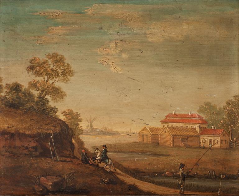 Johan Philip Korn Attributed to, Landscape with a country mansion.
