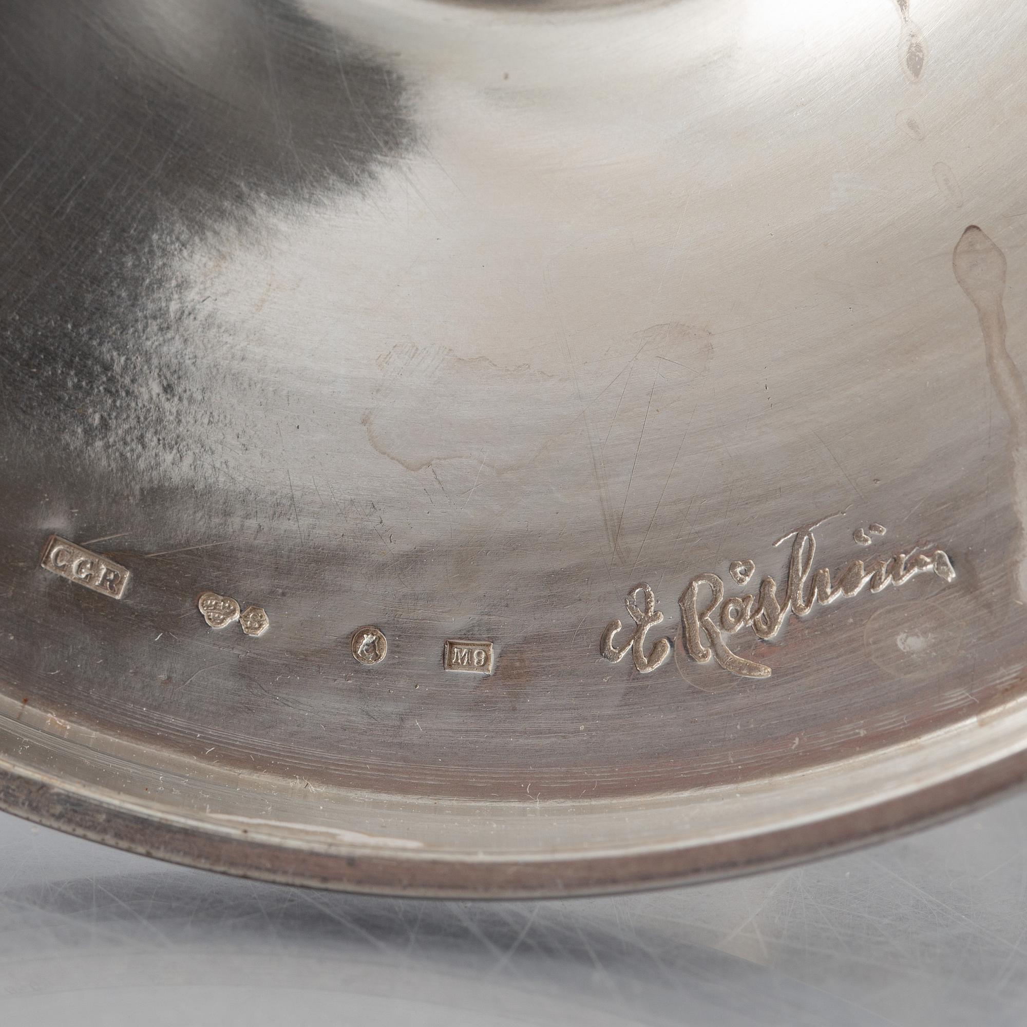 Eric Råström, ljusstakar, ett par, silver, CG Råström, Stockholm 1962.