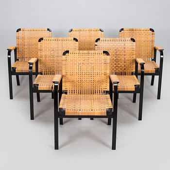 Alvar Aalto, six 1970s '45' armchairs for Artek.