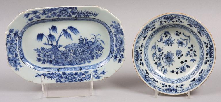 FAT samt TALLRIK, porslin, Kina, 1700/1800-tal.