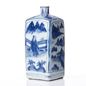 A blue and white bottle, Ming dynasty, 17th Century.