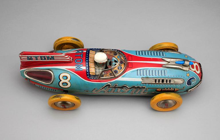 LEKSAKSBIL, plåt,Yonesaway, Atom racerbil 8, Japan, ca 1950-tal.