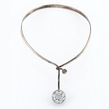 Necklace, bracelet, and a ring, silver with rock crystal, including pieces by Gert Thysell.