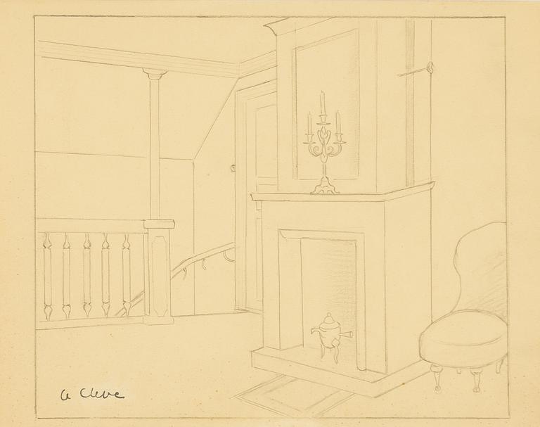 Agnes Cleve, Interiör med öppen spis.