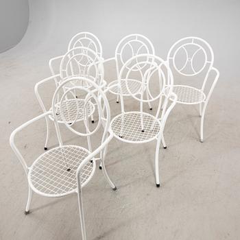 A Set of six laquerd metal garden chairs 1970/80s Denmark.