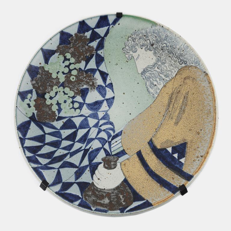Jackie Lynd, a large stoneware platter, Rörstrand, signed and numbered 43/150.
