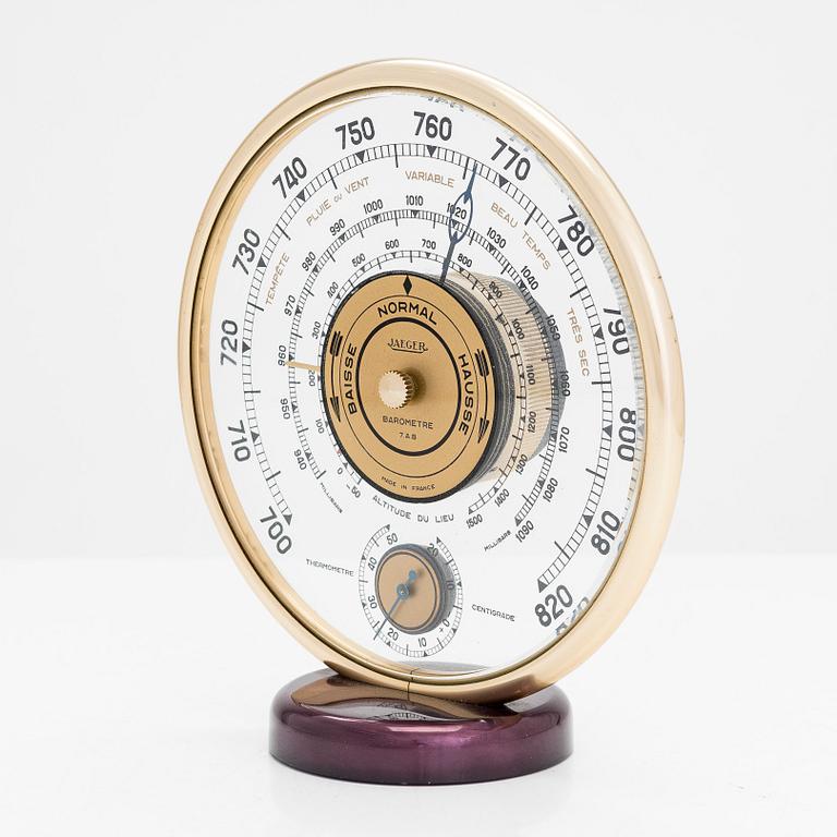 A mid-20th century barometer, Jaeger, model 7.A.B, France.