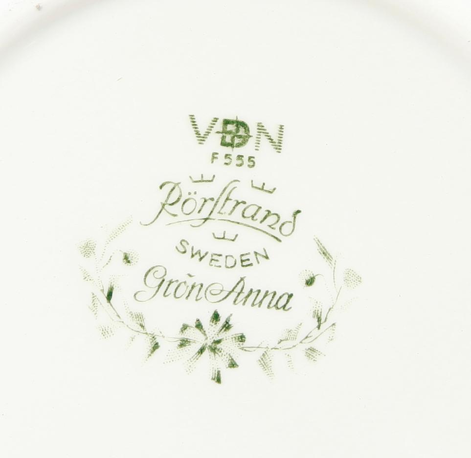 SERVISPORSLIN, 49 delar, "Grön Anna", Rörstrand.
