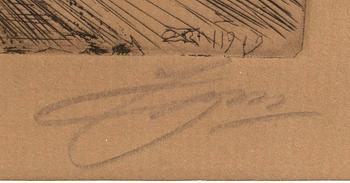 Anders Zorn, a signed etching from 1919.