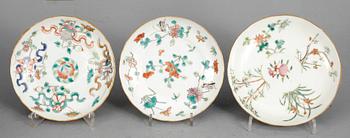 FAT SAMT TALLRIKAR, 7 st, porslin, Kina 1800-1900-tal.