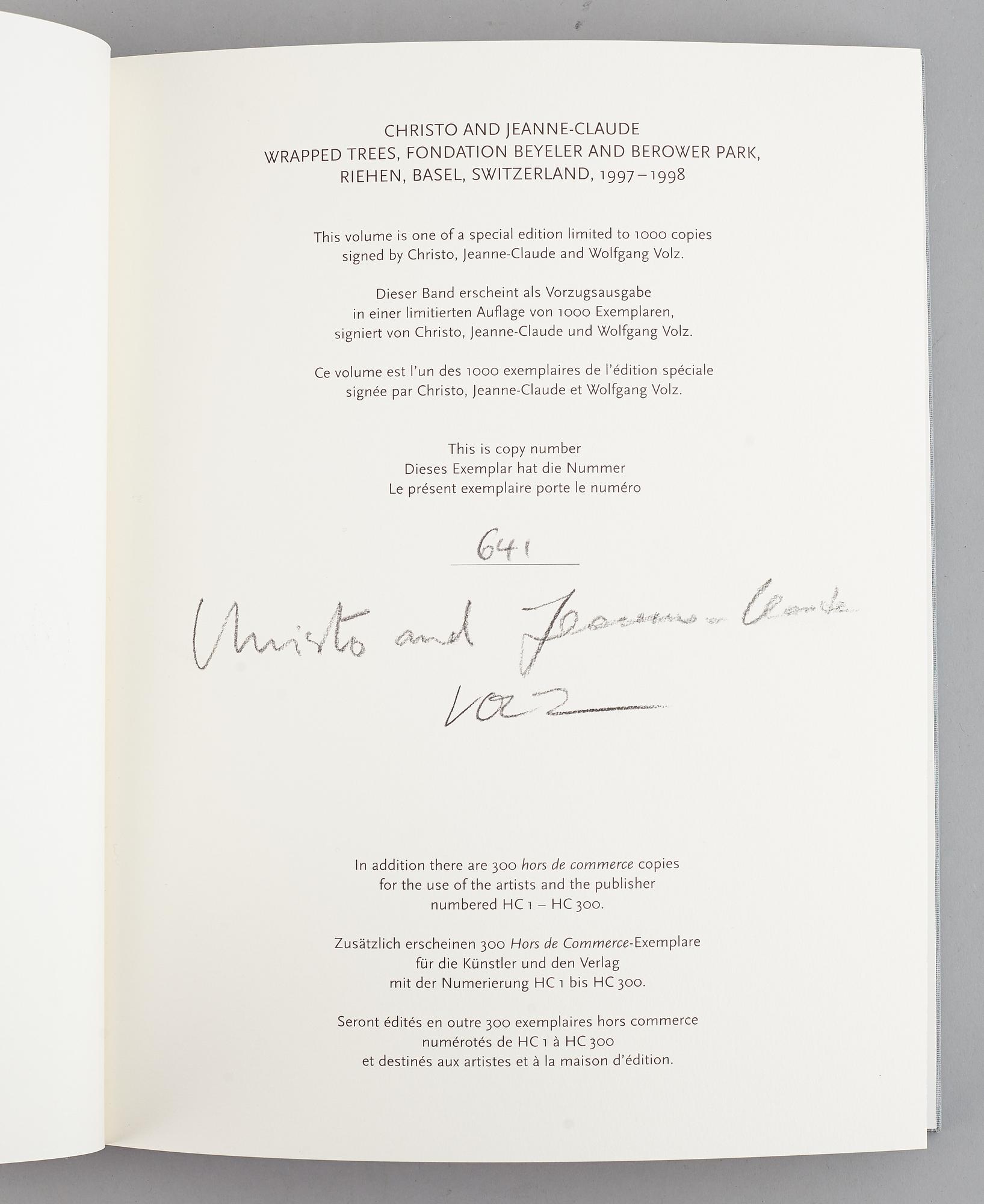 BOOK, "Christo and Jeanne-Claude, Wrapped Trees, Basel 1997–1998", 641/1000.