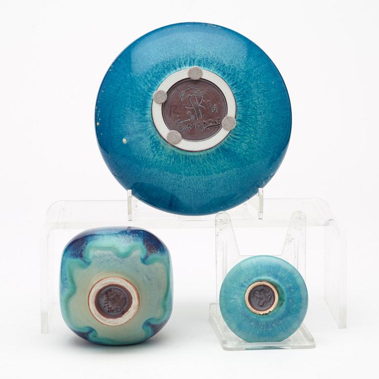 Berndt Friberg, a set of twelve miniature vases and bowls, Gustavsberg Studio, one dated 1969.