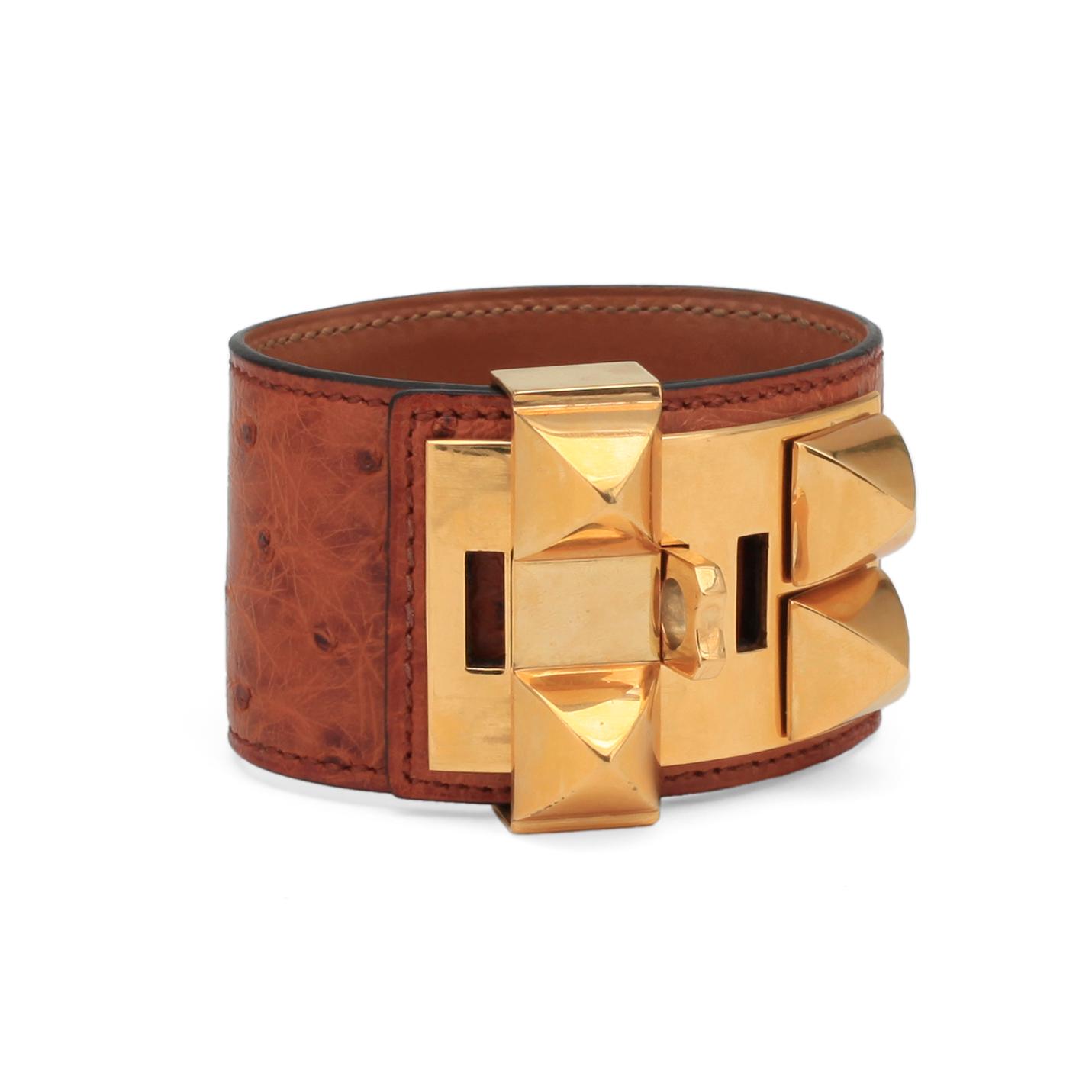 HERMÈS, an ostrich leather "Collier de Chien" bracelet.