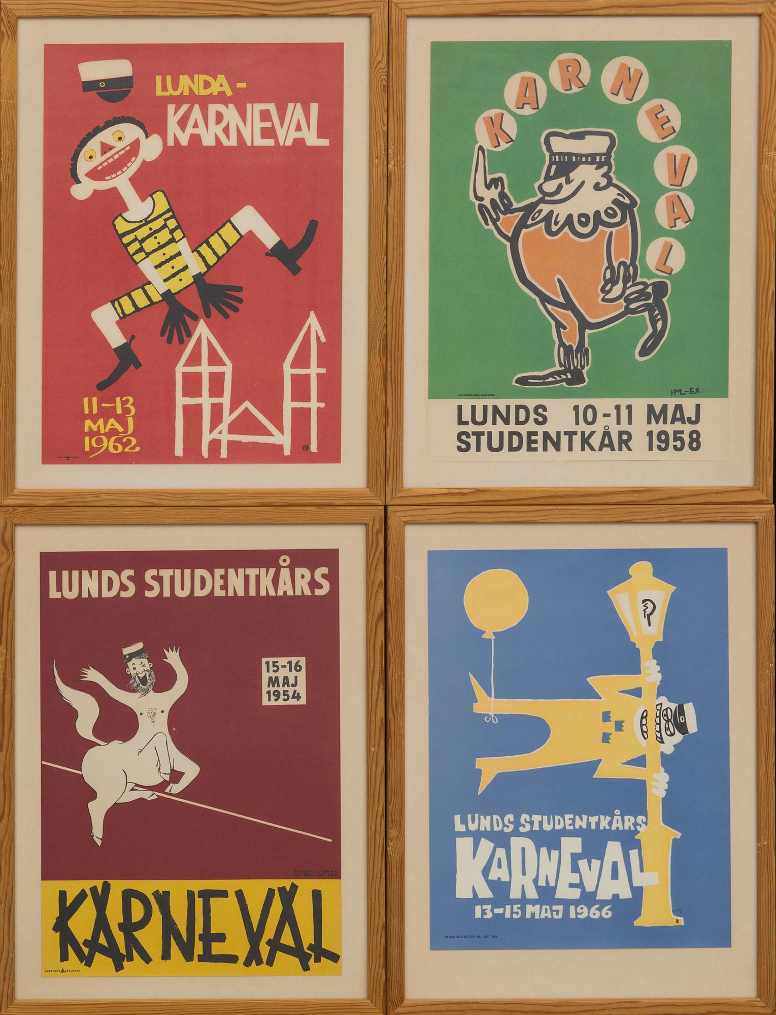 AFFISCHER, 5 st, "Karnevalen Lund". 1950-1966.