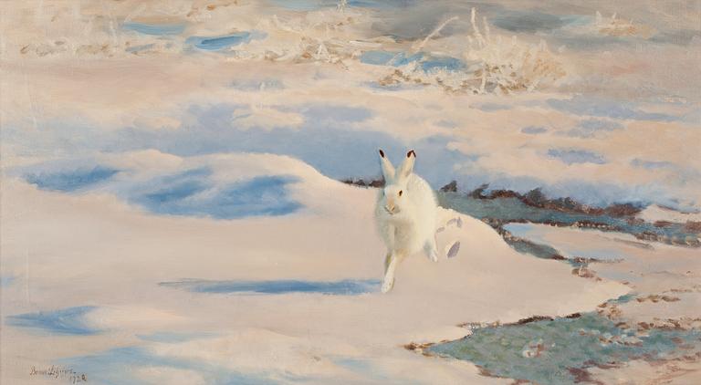 Bruno Liljefors, Hare in winter landscape.