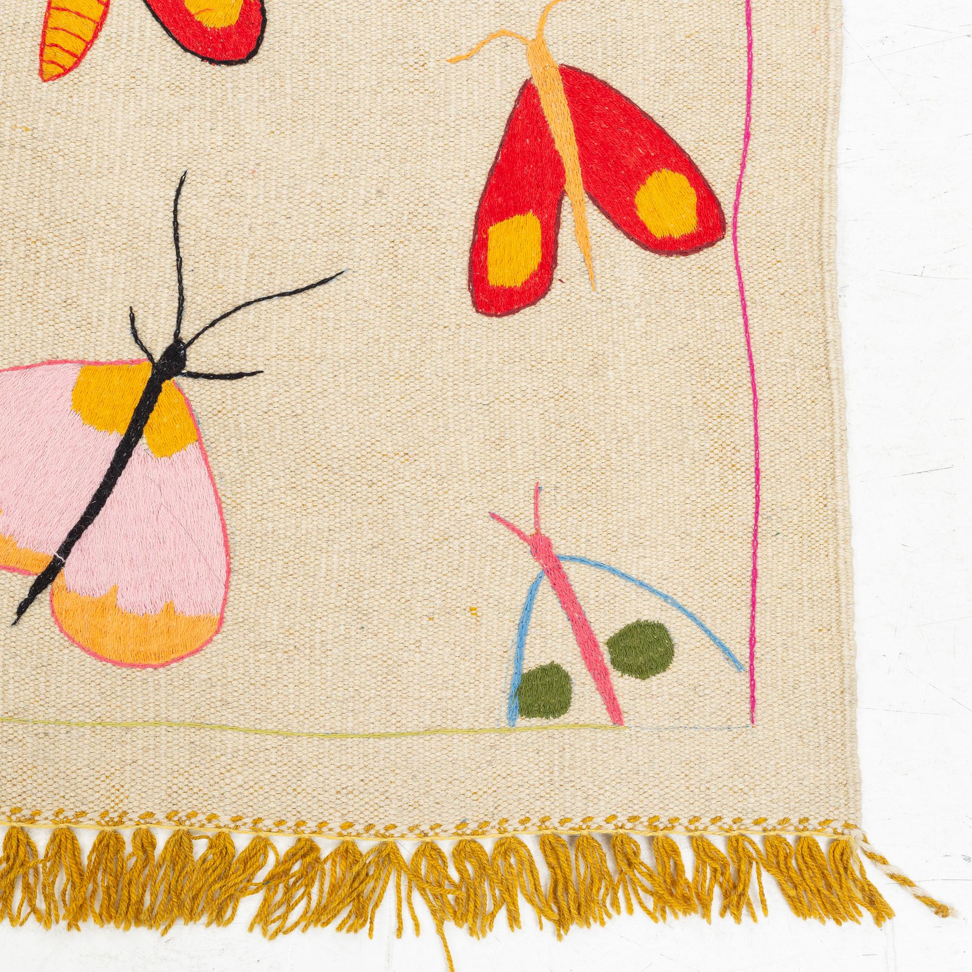 Matta, kelim, handbroderad, ca 178 x 122 cm.