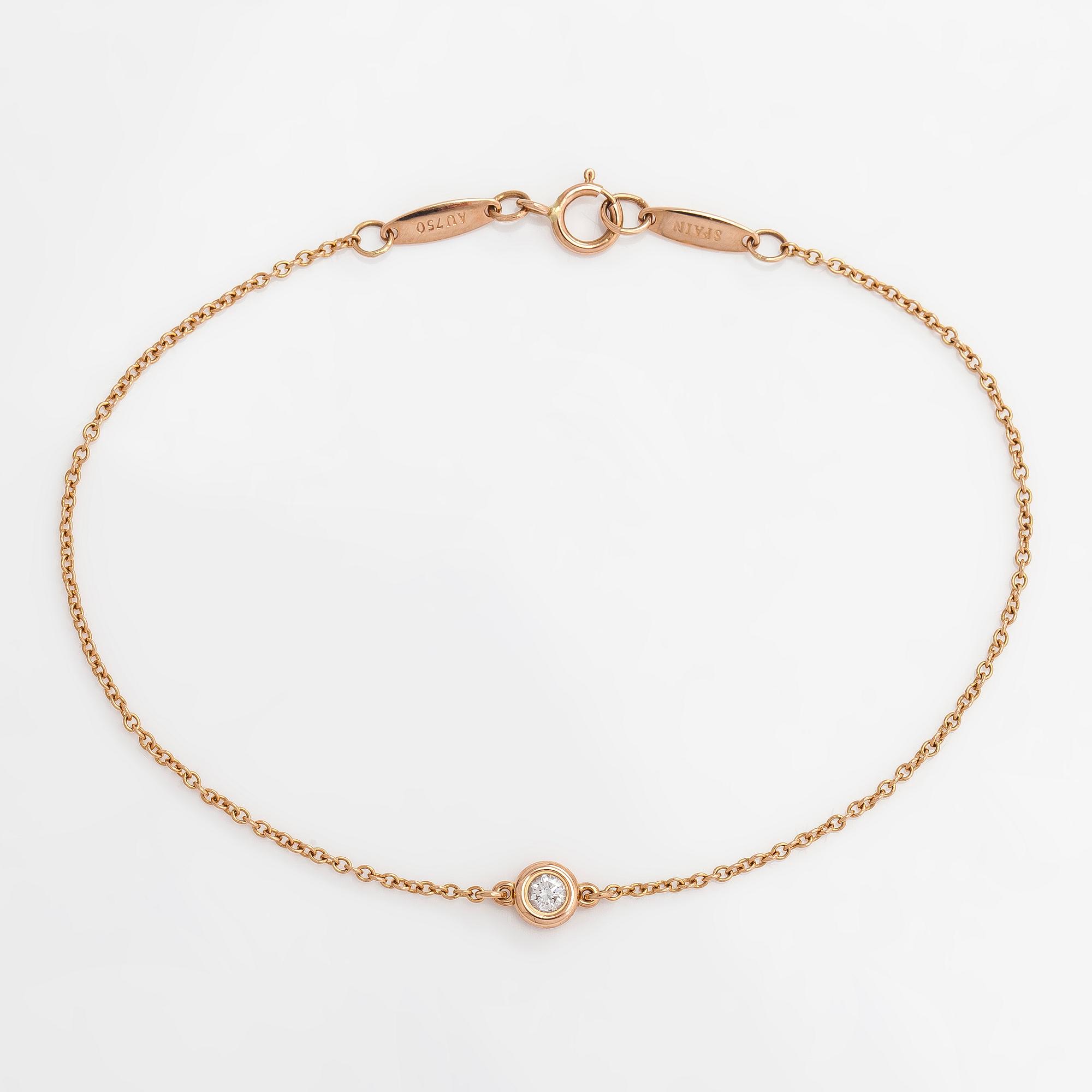 Tiffany & Co, Elsa Peretti, armband, "Diamonds by the Yard", 18K roséguld med en diamant ca 0.05 ct.