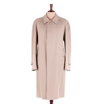 BURBERRY, a men's beige cottonblend trenchcoat.