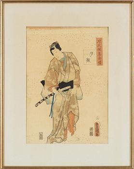 Different artists, four colour woodblock prints, Japan.