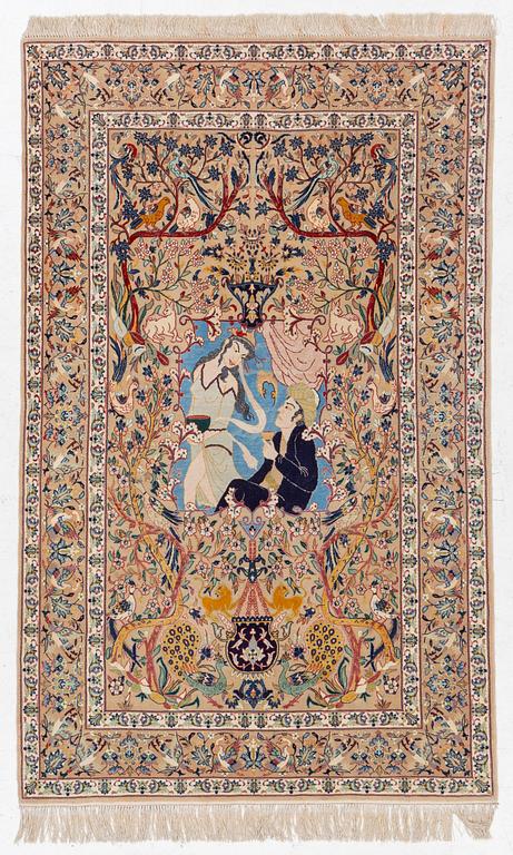 A semi-antique pictoral Isfahan rug, c 169 x 105 cm.