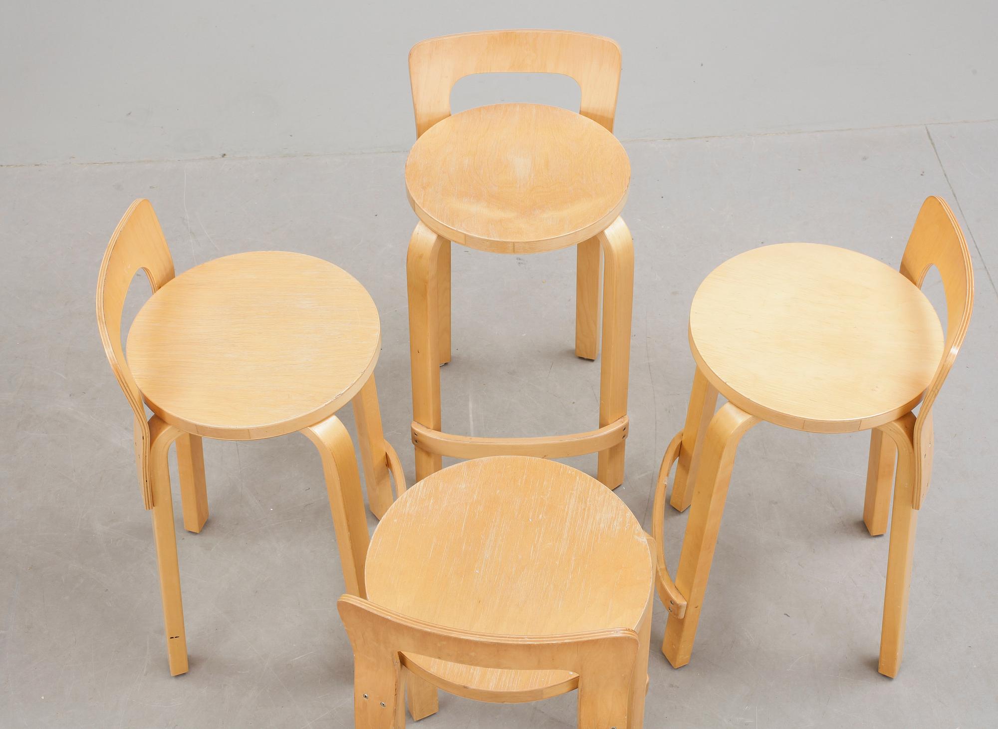 BARSTOLAR, 4 st, Alvar Aalto, 1900-talets andra hälft.