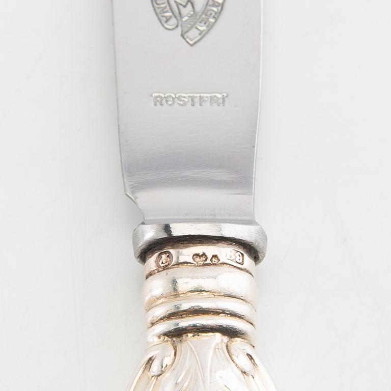 Cutlery, 86 dlr "Olga" silver CG Hallberg Stockholm 1950s.