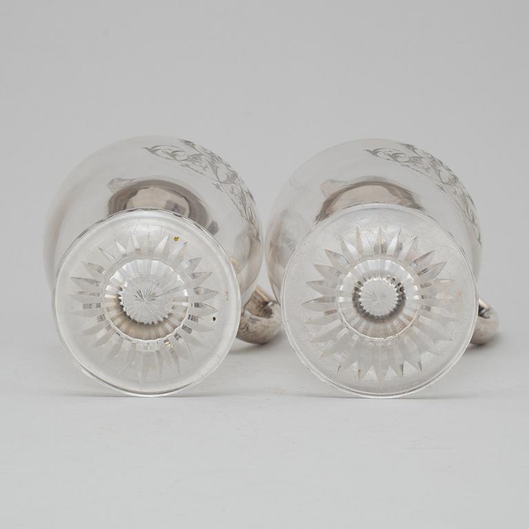 WINE DECANTERS, a pair, CG Hallberg, late 19th century.