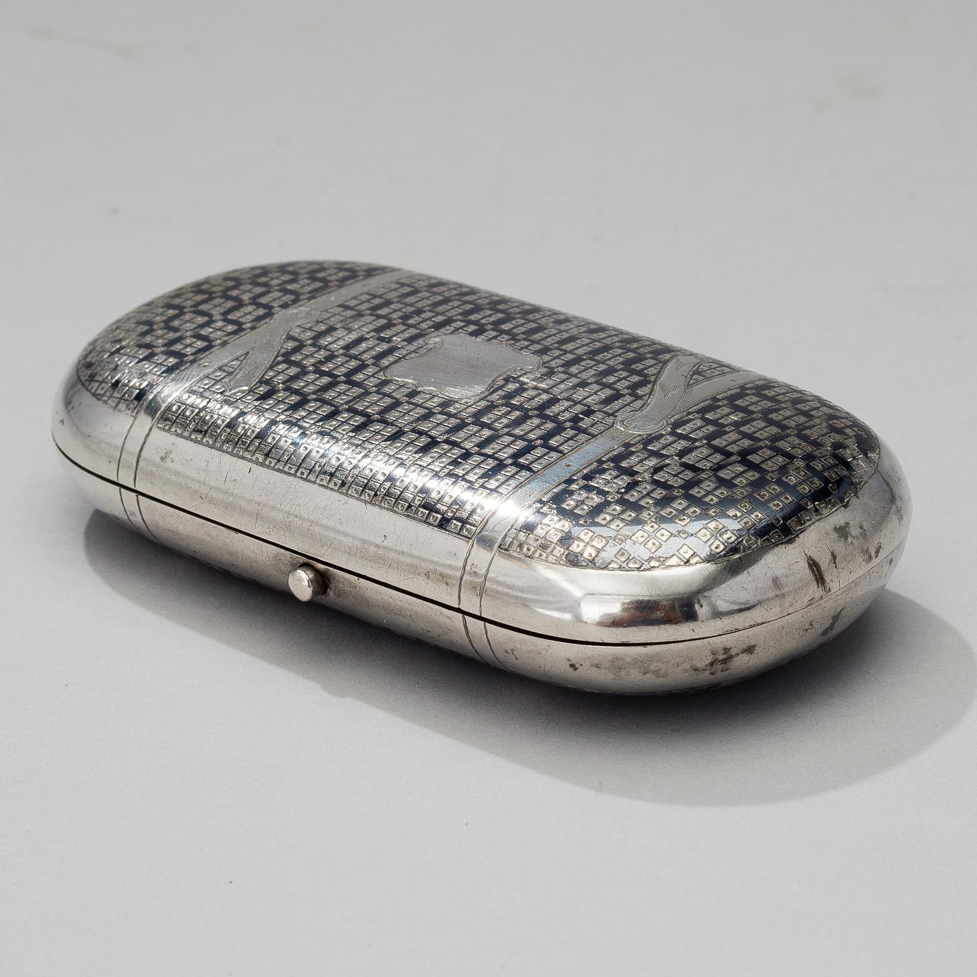 CIGAR CASE, silver and niello, Moscow 1864, N.Feofilov, weight 112 g.