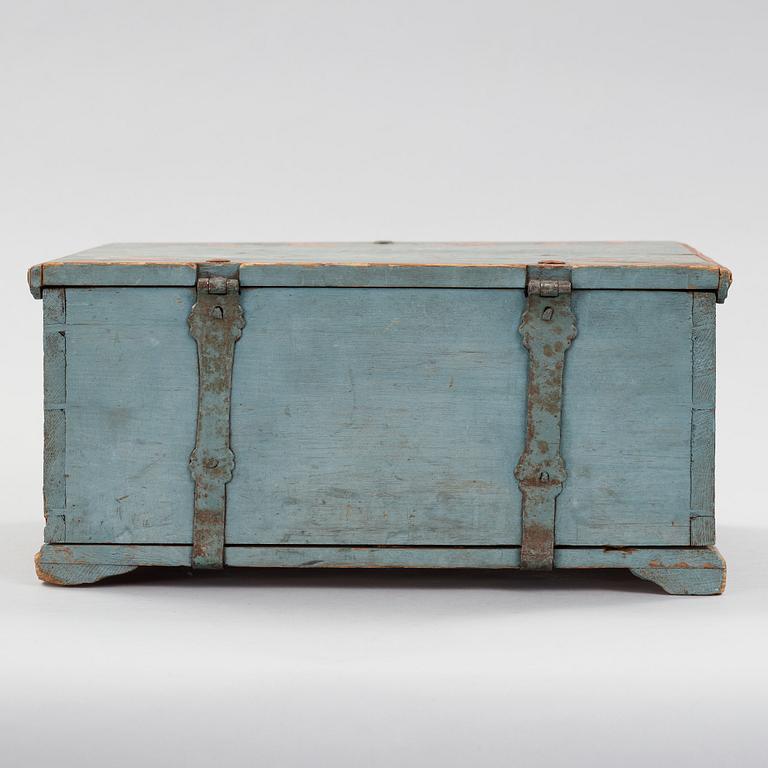 a painted swedish wooden box dated 1812.