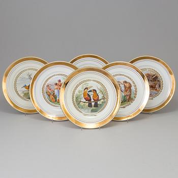 Six porcelain Royal Copenhagen plates from Denmark.