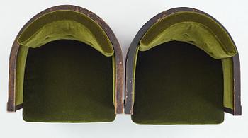 A pair of 1930s birch armchairs.