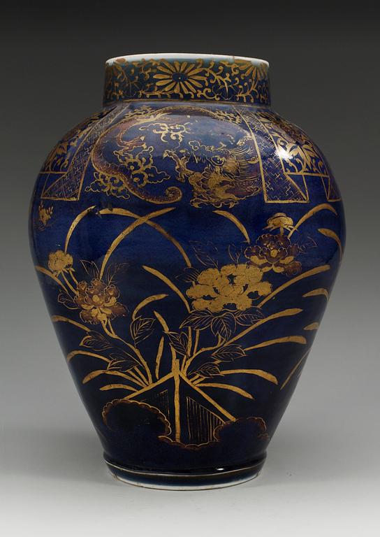 A Japanese powder blue jar, 18th Century.