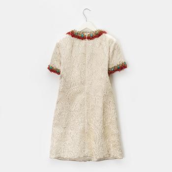 Balenciaga, a silk dress with turquoises and coral, size 36.