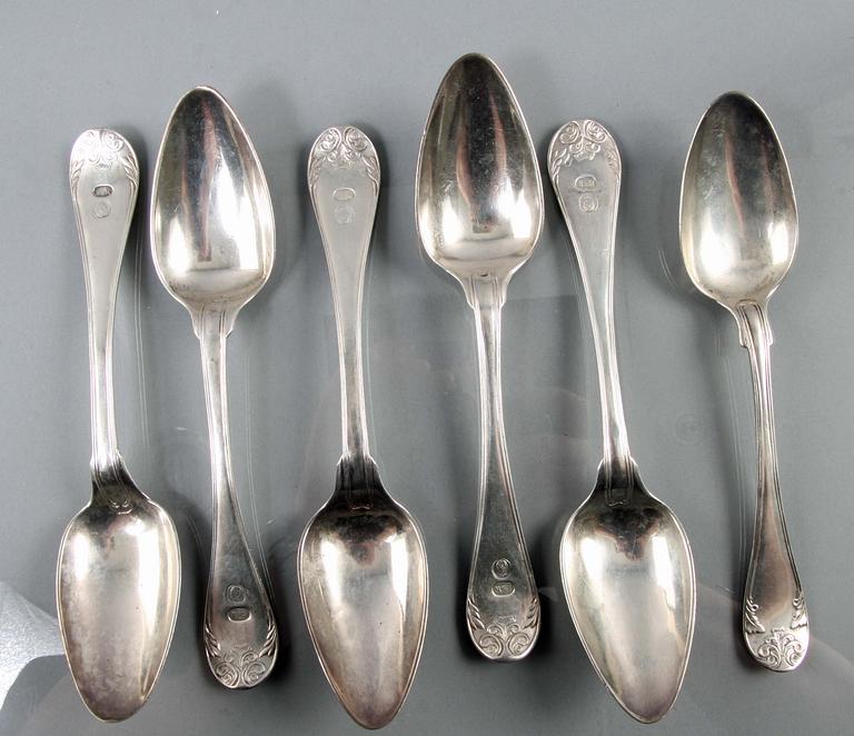PARTI BESTICK, 14 delar, silver, modell gammal fransk.